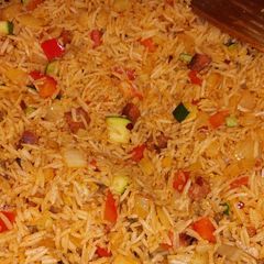 A picture of My chorizo veg rice.