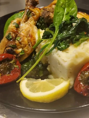 Recipe Spicy baked Lemon Chicken with Garlic Mashed &amp; Sauteed Spinach the Delicious You can take Joss in your mouth