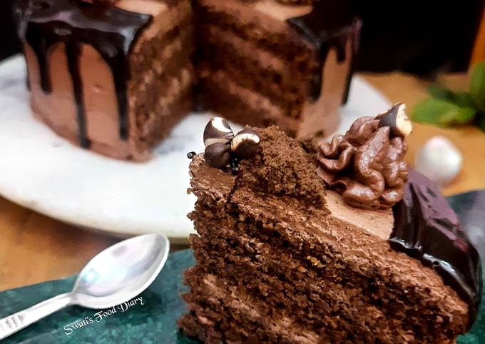 How to Make Super Quick Homemade Death by Chocolate Cake, with Eggless, Whole wheat base