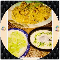 Biryani raita salad weekend menu A picture of Biryani raita salad weekend menu.