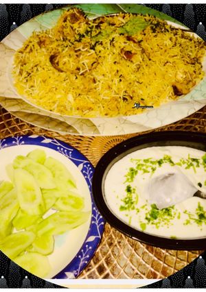 A picture of Biryani raita salad weekend menu.