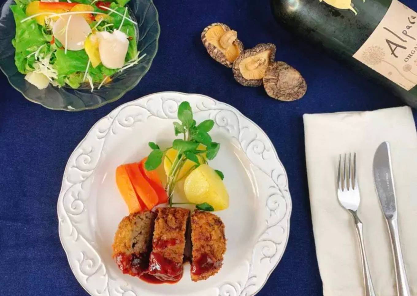 Minced Meat Cutlet with Shiitake Powder Packed with Umami Taste