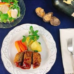 A picture of Minced Meat Cutlet with Shiitake Powder Packed with Umami Taste.