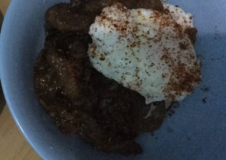 Resep Beef rice bowl with egg Anti Gagal