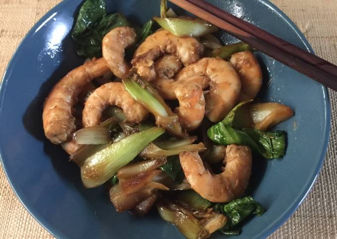 Wok chou Pak Choï - Gambas