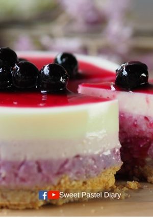 รูปของ สูตรบลูเบอร์รี่ชีสเค้ก น่ารัก ไม่ง้อเตาอบ / No bake Layer Blueberry Cheesecake