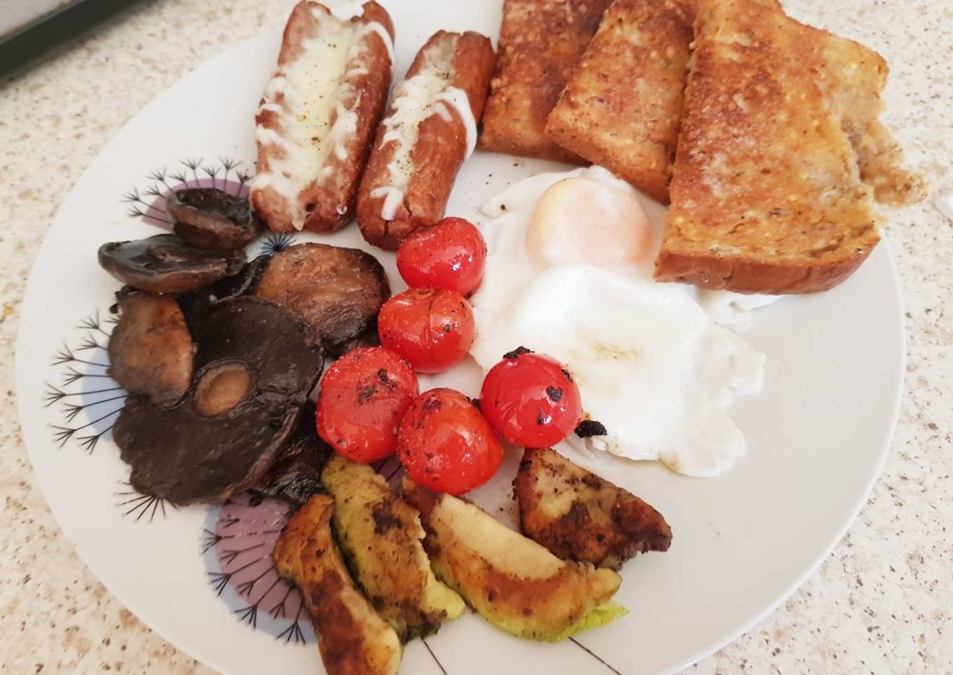 My Garlic Mushroom & stuffed Sausage Brunch.😀