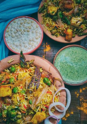 A picture of Awadhi veg dum biryani.