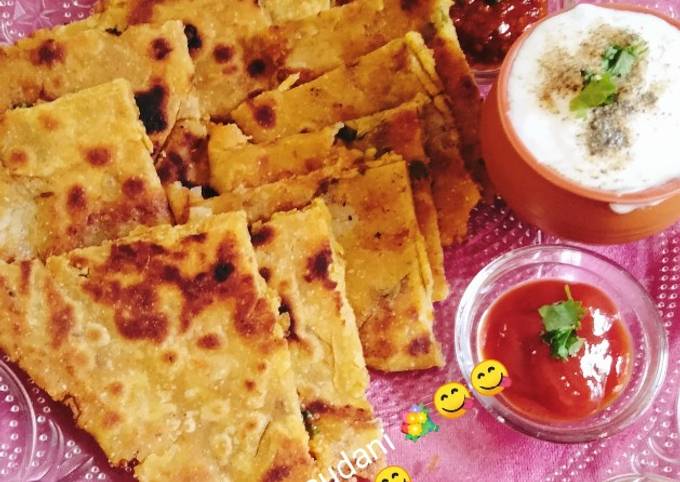 Step-by-Step Guide to Make Any-night-of-the-week Healthy breakfast Potato 😋 onion Paratha 😋💐