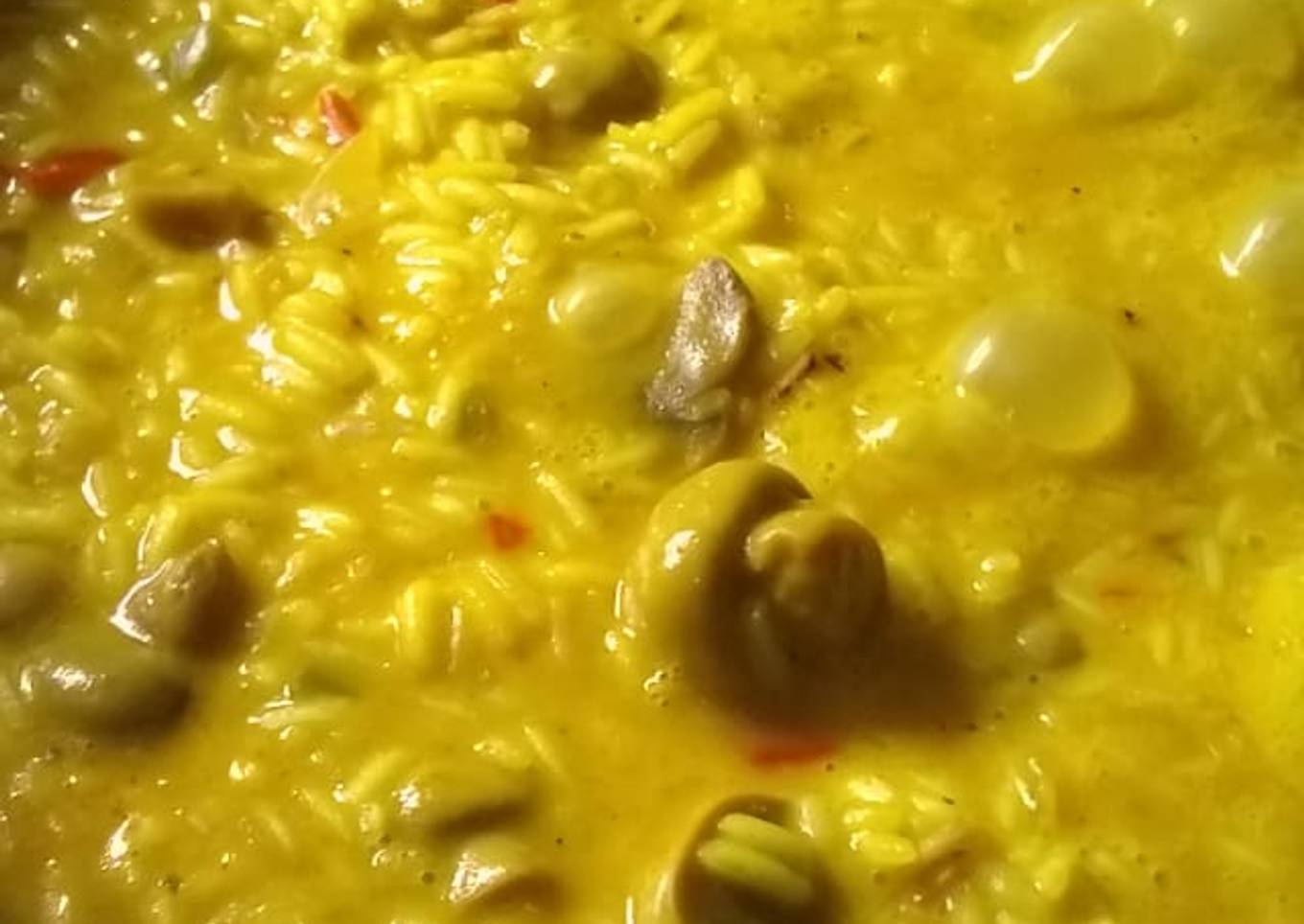 Risotto de champiñones a la crema con verdeo