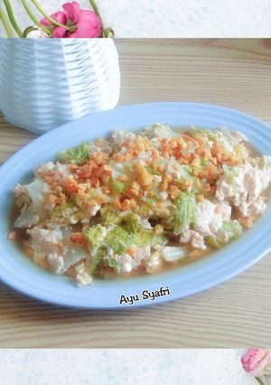 Foto resep Sawi Udang Kukus Tahu Telur