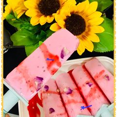 A picture of Rose Yoghurt popsicles.