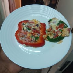 A picture of Bell pepper fried eggs.