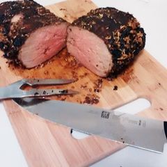 A picture of Coffee-Rubbed Smoked Beef Tenderloin.