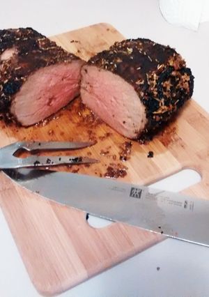 A picture of Coffee-Rubbed Smoked Beef Tenderloin.