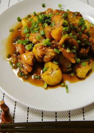 A picture of A Chef's Recipe for Chinese-style Chestnut and Chicken Stir-fry with Star Anise.