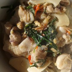 Kang Kai Nor Mai dong, or chicken with sour bamboo in clear soup A picture of Kang Kai Nor Mai dong, or chicken with sour bamboo in clear soup.