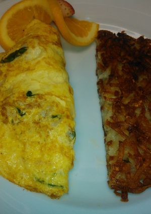 A picture of Spinach and crab omelette.