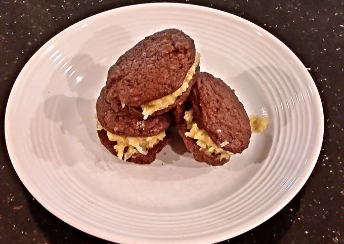 German Chocolate Brownie Sandwich Cookies