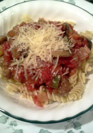A picture of Roasted Veggies & Garlic For Pasta (rustic sauce).