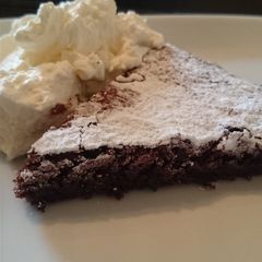 A picture of Swedish "kladdkaka" - gooey chocolate cake.
