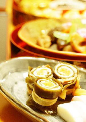 A picture of Pork Kombu Maki Rolls for the New Year's Feast.