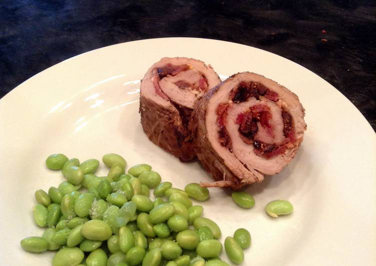 Recipe of Homemade Pork, Bacon, Goat Cheese and Fig Roulade