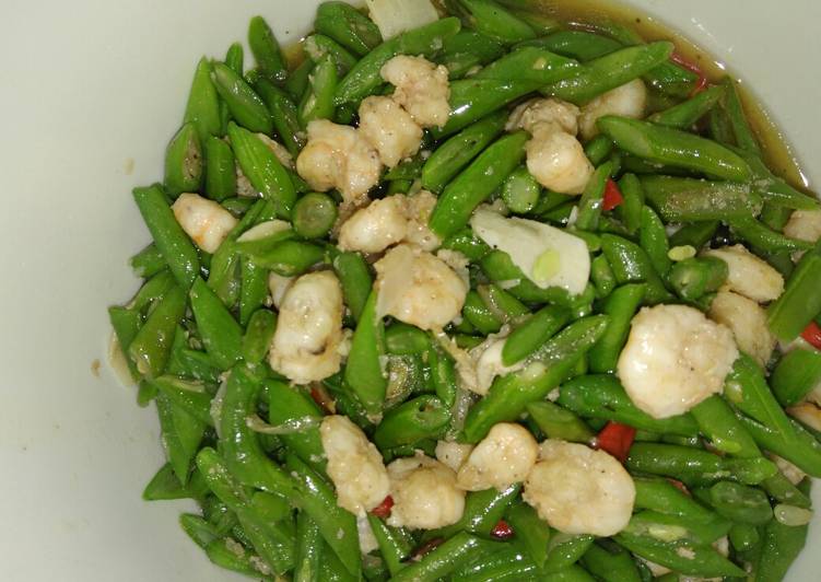 Tumis udang buncis saus tiram