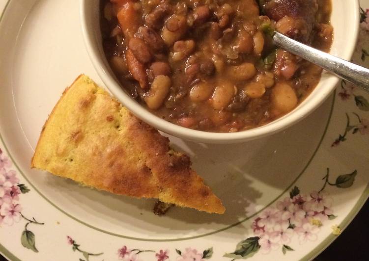 My Grandma Sheryl&#39;s November Three Bean Stew With Pintos Lentils and Great Northern Beans