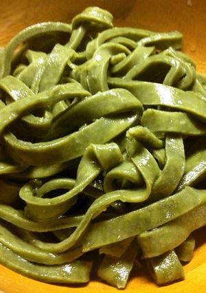 A picture of Japanese Matcha Udon Noodles.