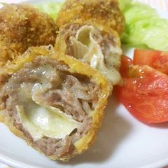 Camembert Cheese Filled Fried Pork Rolls A picture of Camembert Cheese Filled Fried Pork Rolls.