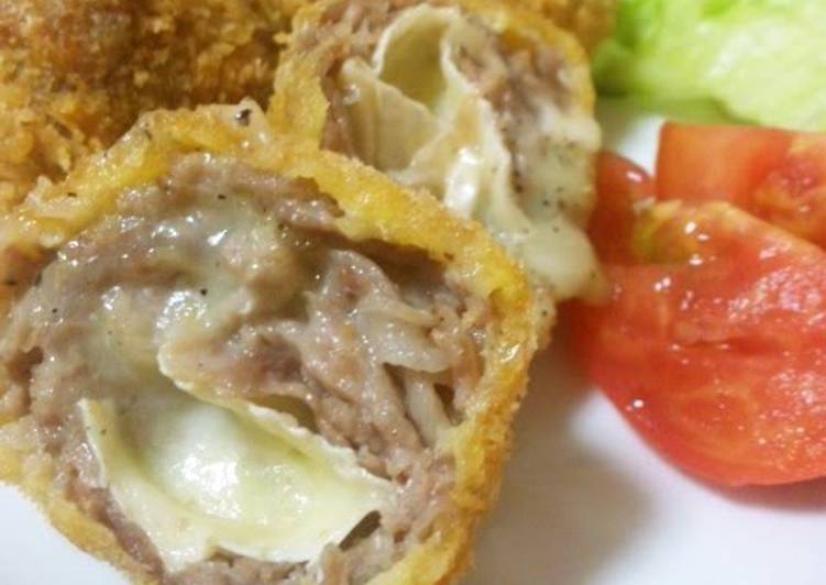 Recipe of Quick Camembert Cheese Filled Fried Pork Rolls