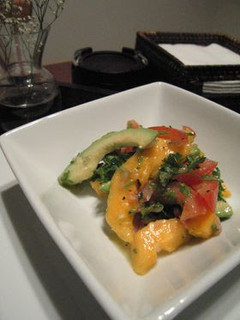 A picture of Papaya Avocado and Tomato Salad.
