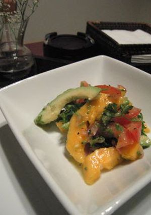 A picture of Papaya Avocado and Tomato Salad.