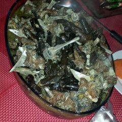 A picture of wara aneb (stuffed vine leaves with lamb chunks).
