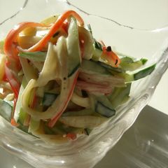 A picture of Cucumber and Imitation Crab Salad with Mayo.