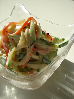 A picture of Cucumber and Imitation Crab Salad with Mayo.