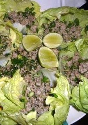 A picture of Lao chicken salad ( Lap kai).