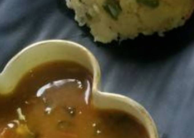 Vegetable Upma with Sambhar