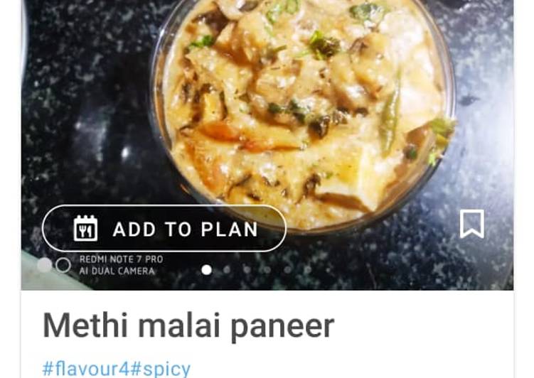 Recipe of Speedy Methi malai paneer