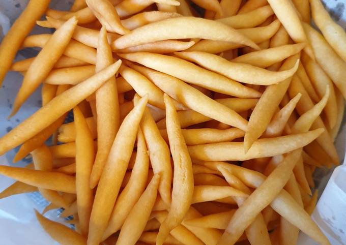 Recipe of favorite Indonesian traditional cheese sticks (Telor gabus)