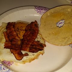 A picture of Bagel breakfast sandwhich.