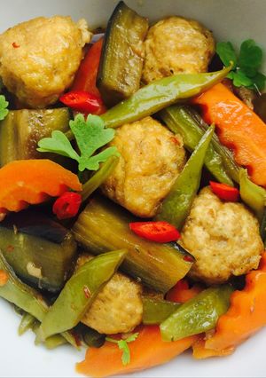 Hình của món Đậu hủ kho rau củ chay.