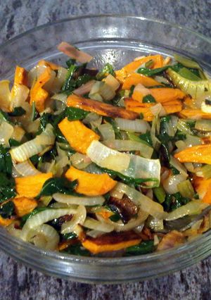 A picture of Warm Leafy Greens Salad - Super Healthy & Vegan!.