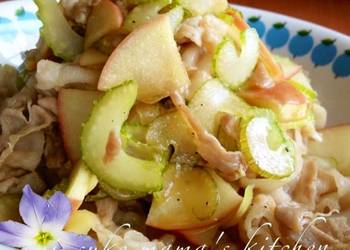 How to Recipe Appetizing Easy Pork Apple and Celery Saut with Ponzu Sauce