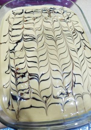 A picture of Coffee cake with Twix creme.
