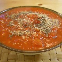 Noodles in Tomato Sauce Made with Instant Ramen A picture of Noodles in Tomato Sauce Made with Instant Ramen.