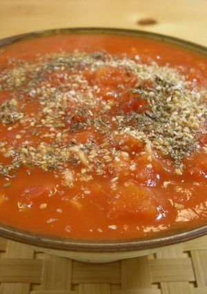 A picture of Noodles in Tomato Sauce Made with Instant Ramen.