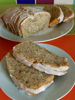 A picture of Vickys Lemon Poppy Seed Cake, GF DF EF SF NF.