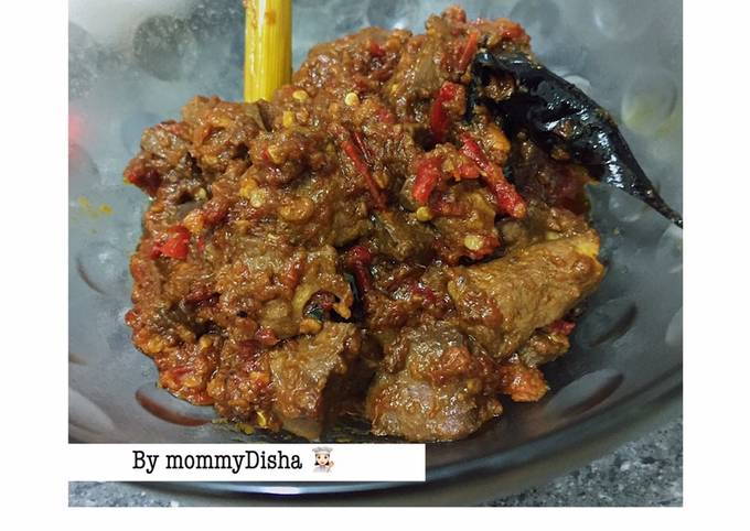 Rendang ati sapi pedas enak